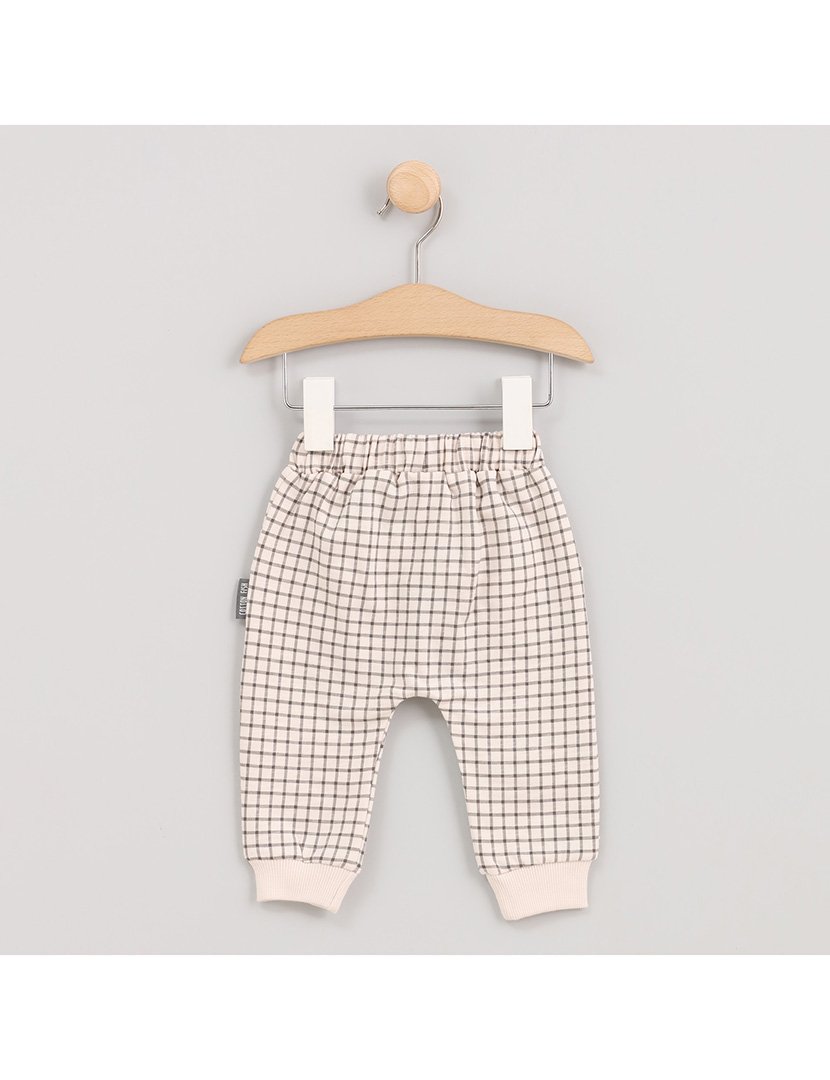 Calças de Fato Treino Menino Axadrezada Cosmos Branco e Cinzento