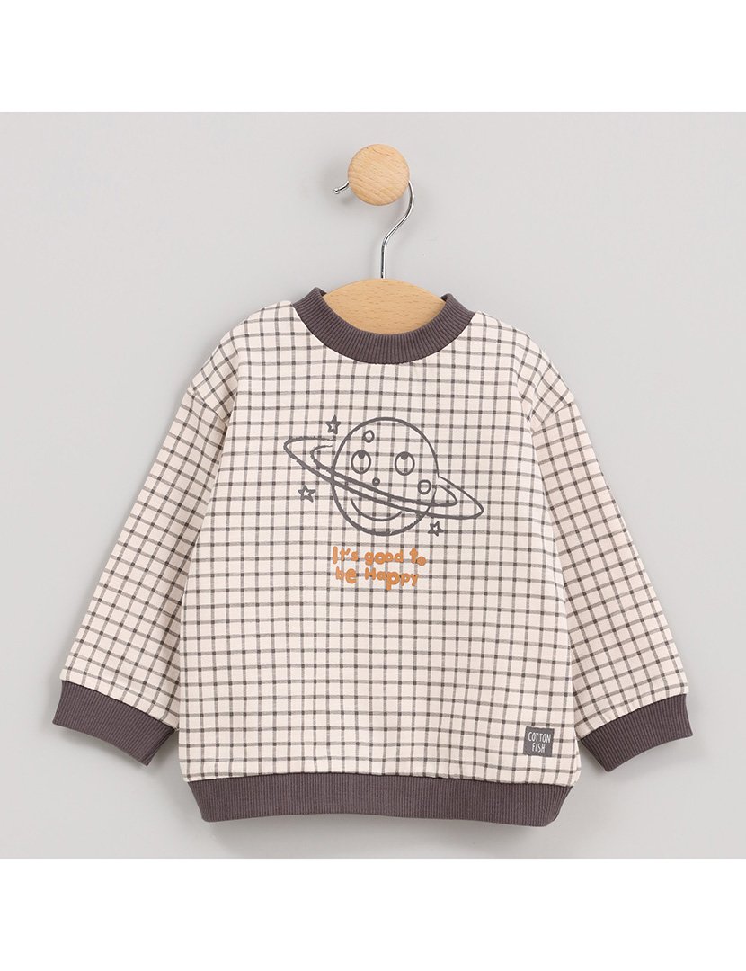 Sweatshirt Menino Axadrezada Cosmos Branco