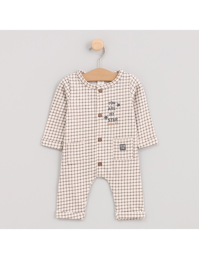 Macacão Menino You Are My Star Axadrezado Cosmos Branco