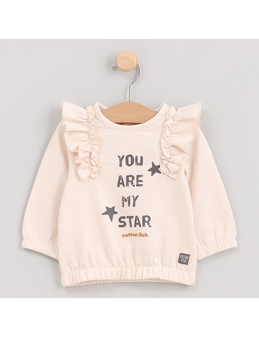 Camisola Menina com Folhos You Are My Star Cosmos Branco