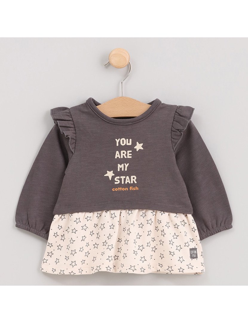 Vestido Menina You Are My Star Cosmos Cinzento