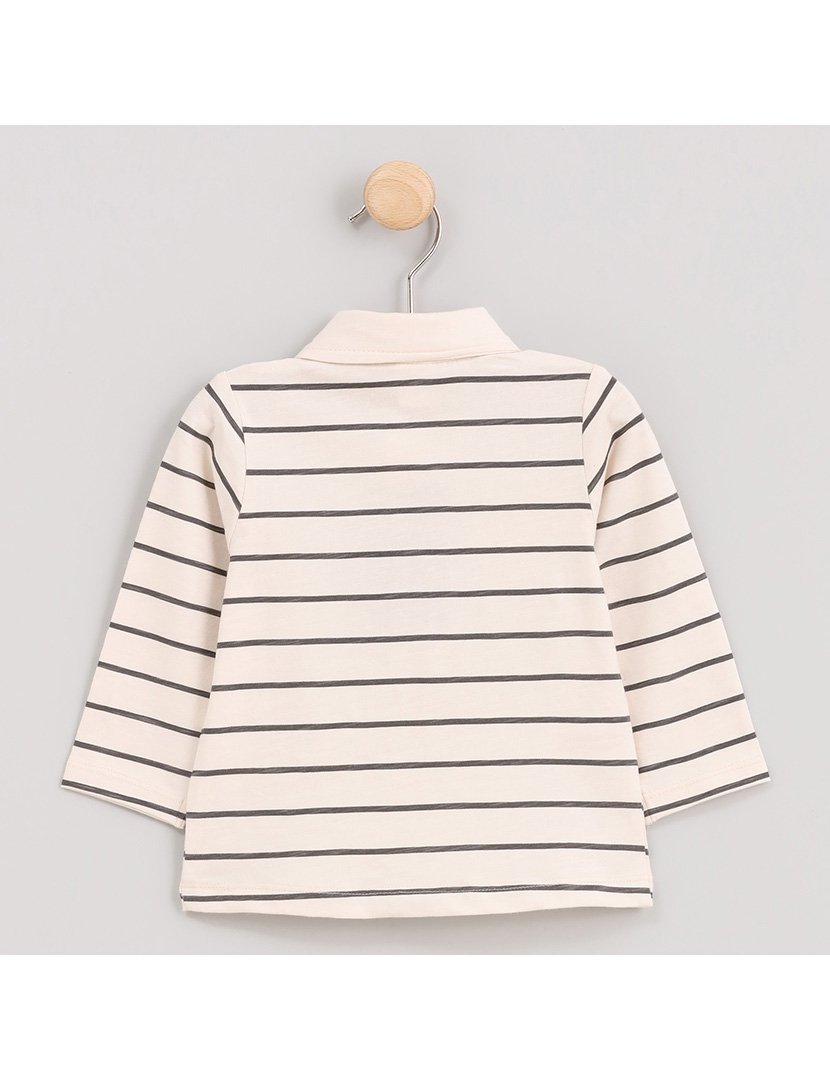 Pólo Menino Manga Comprida Listrado Cosmos Branco