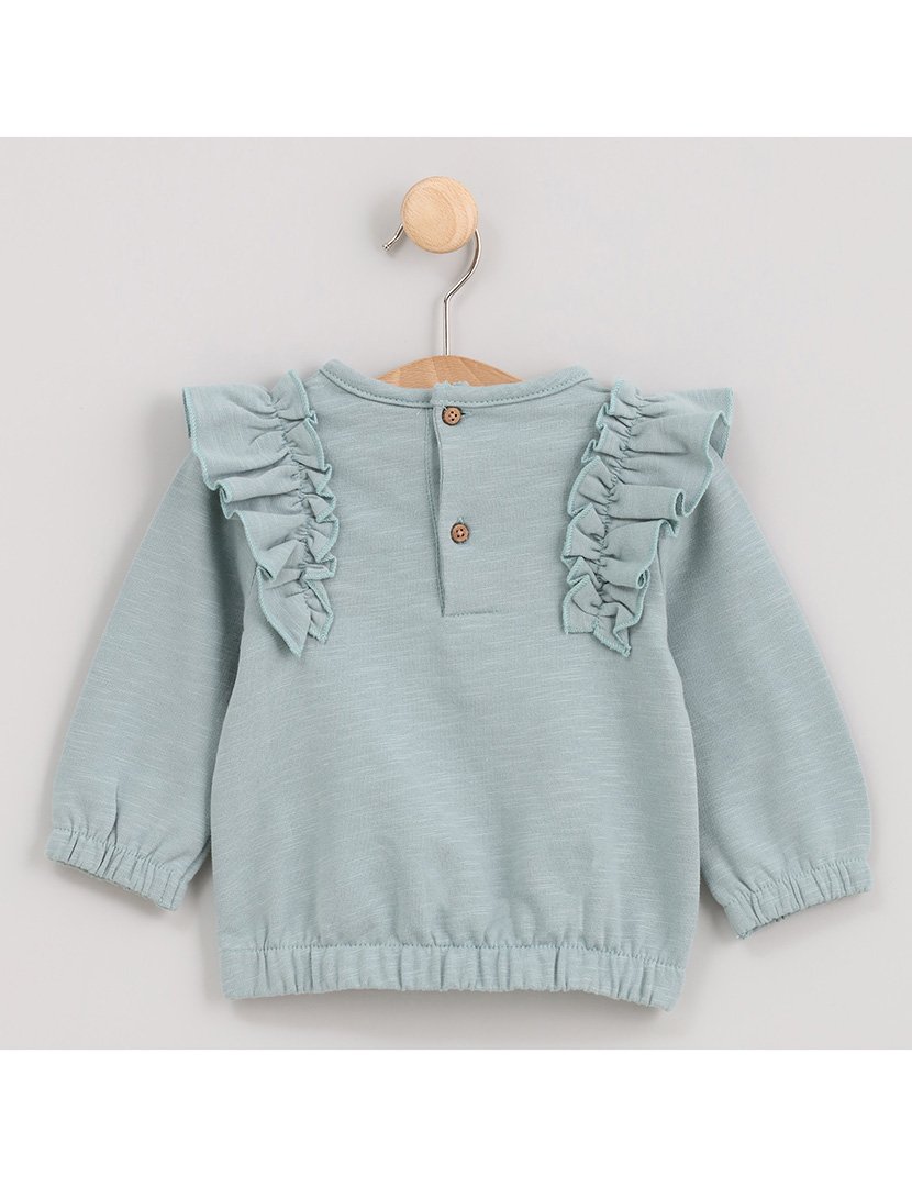 Camisola Menina com Folhos e Estampa Crocodilo Jungle Verde