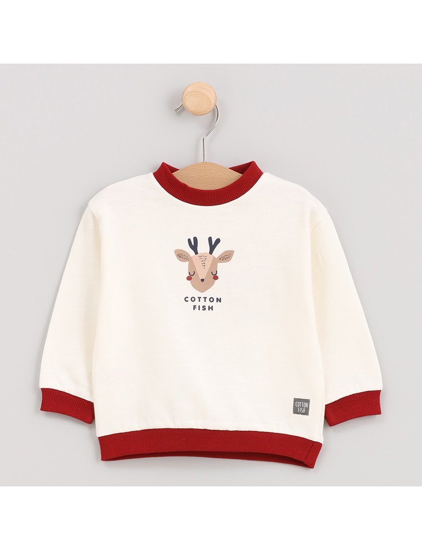 Sweatshirt Menino com Estampa Rena Xristmas Branco