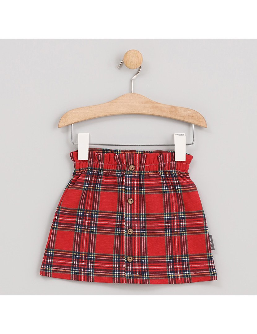 Saia Menina Axadrezada Xristmas Vermelho
