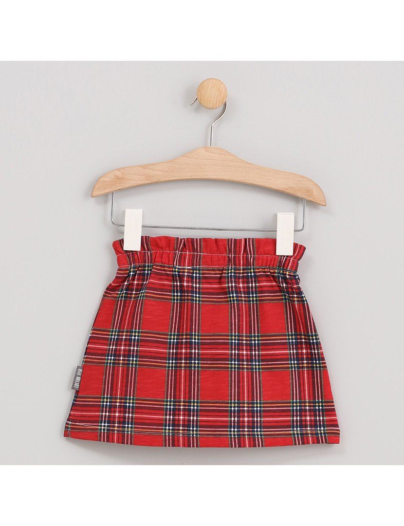 Saia Menina Axadrezada Xristmas Vermelho