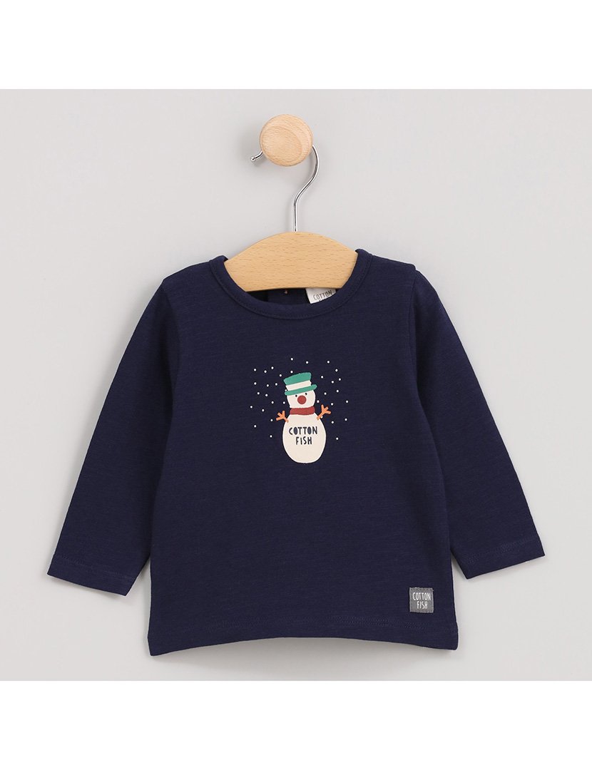 Camisola Menino com Estampa Boneco de Neve Xristmas Azul