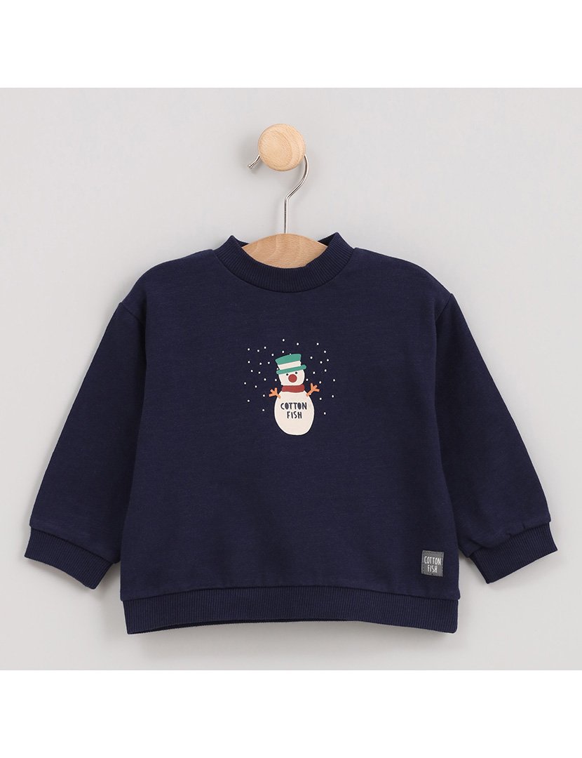 Sweatshirt Menino com Estampa Boneco de Neve Xristmas Azul