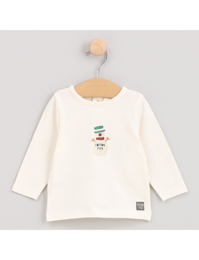 Camisola Menino com Estampa Boneco de Neve Xristmas Branco