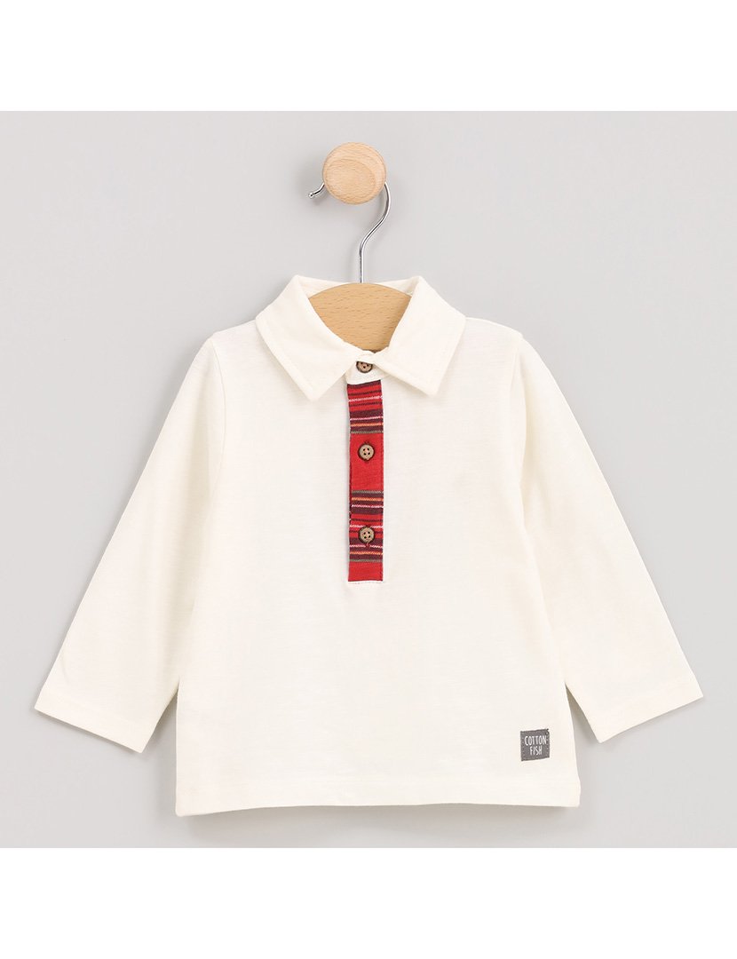 Pólo Menino Manga Comprida Xristmas Branco