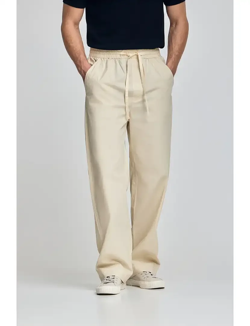 Calças Sunset com cós elástico Bege