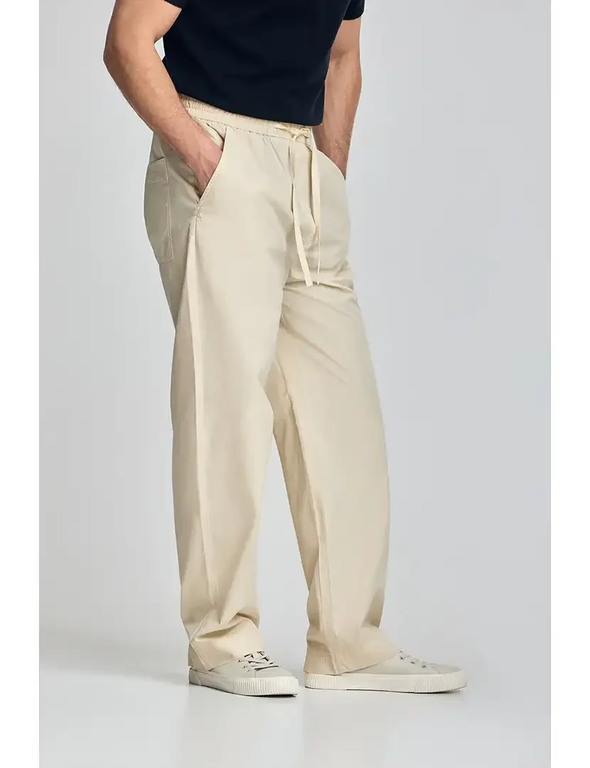 Calças Sunset com cós elástico Bege