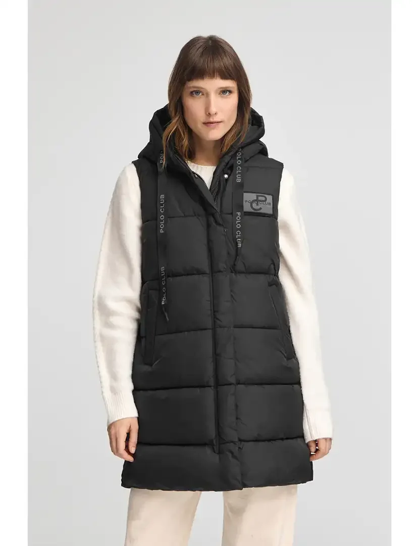 Colete comprido reversível Preto