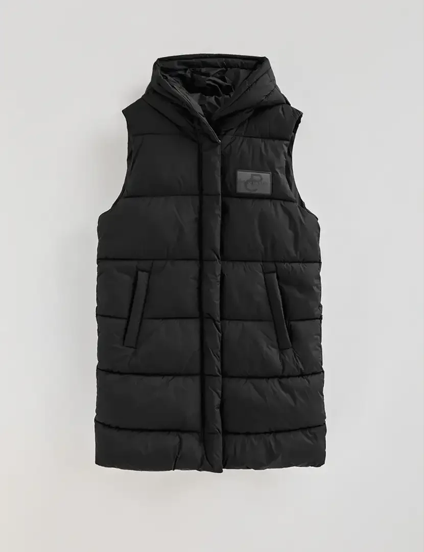 Colete comprido reversível Preto