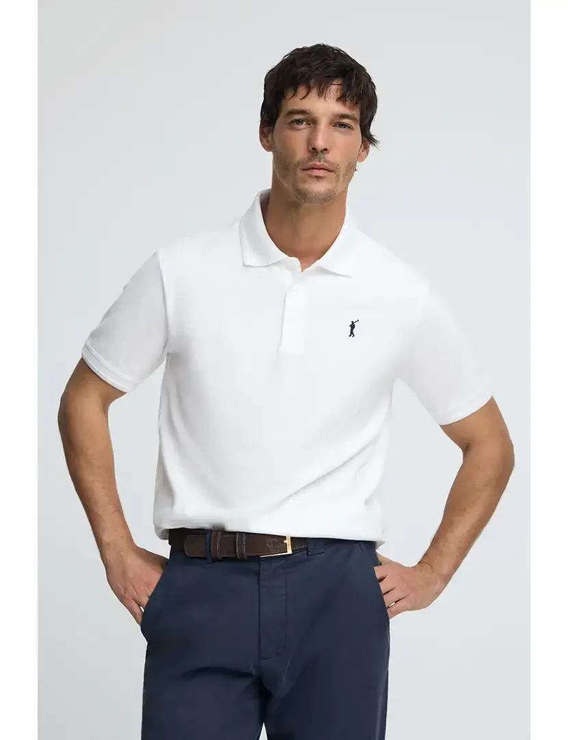 Pólo Homem Branco em piqué
