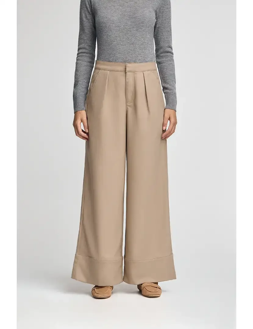 Calças Largas Senhora Camel