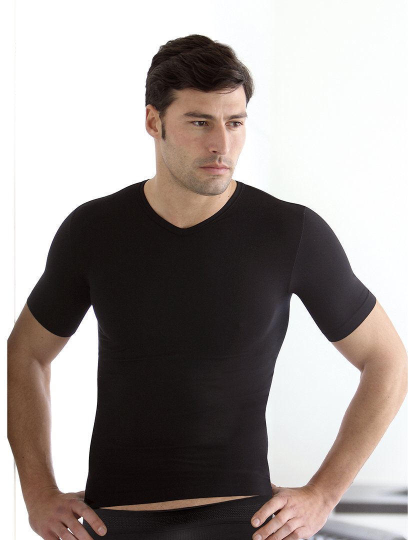 T-Shirt Decote Em V Homem Preto