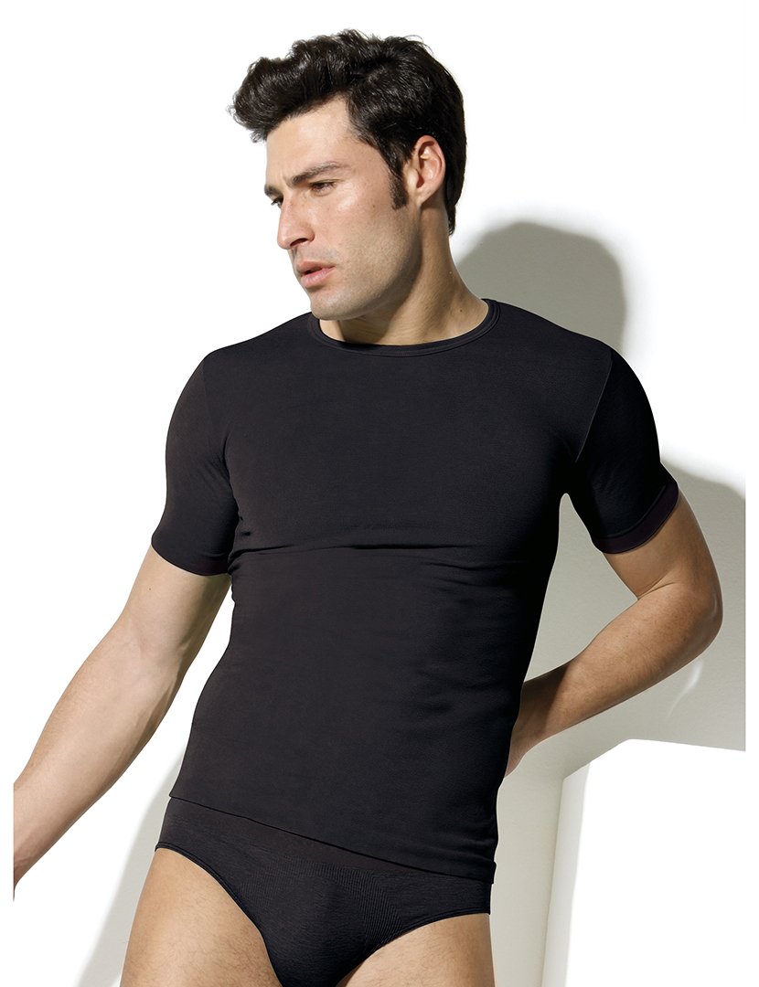 T-Shirt Decote Redondo Homem Preto