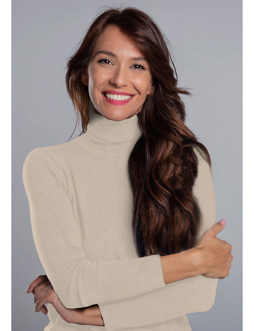 Camisola Gola Alta Senhora Caxemira Milk