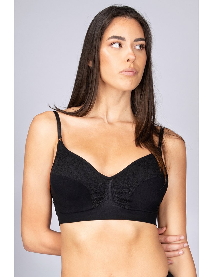 Soutien de Desporto Alças Finas Jacquard Preto