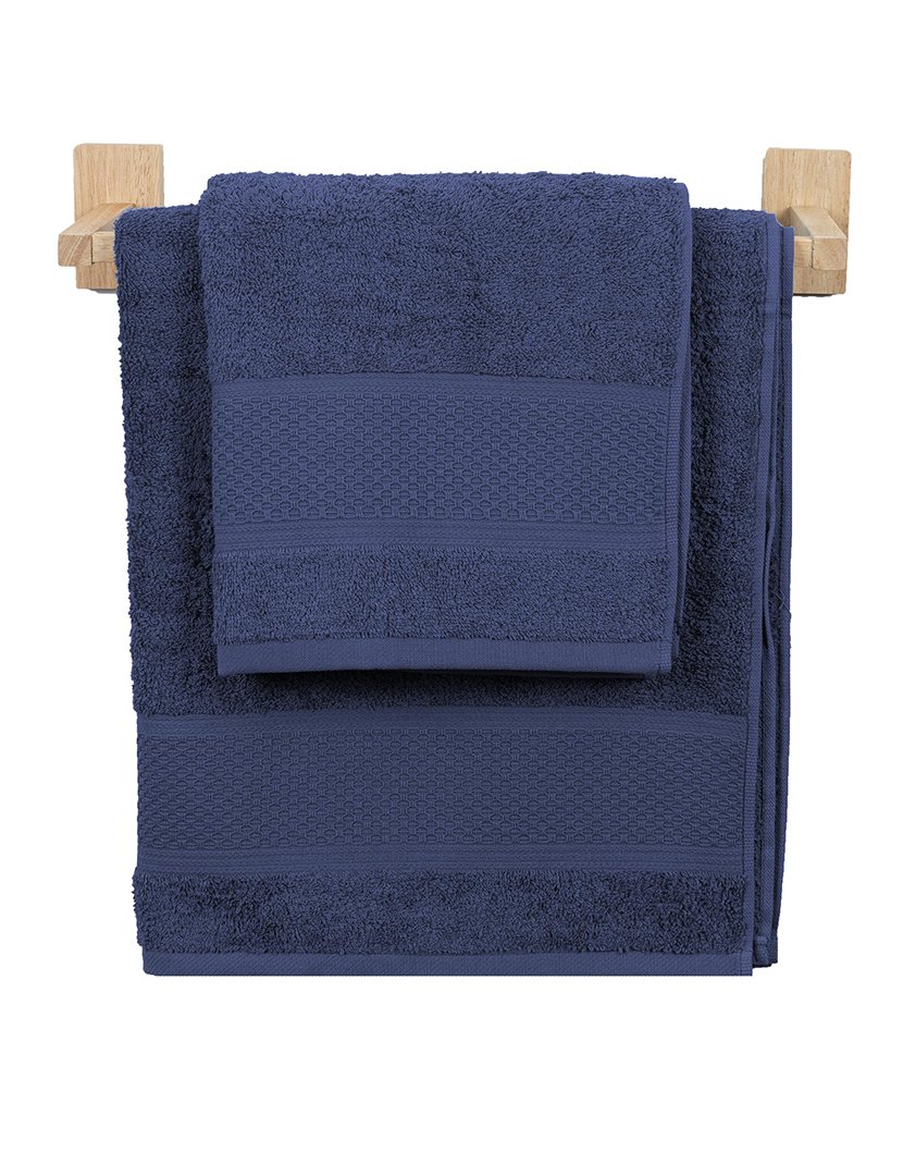 Conjunto 2 Toalhas WC Favos Azul Escuro