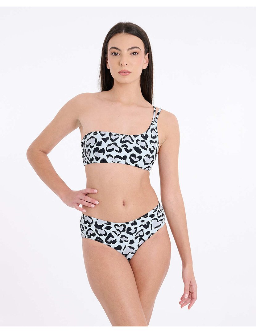 Cuecas Biquíni Cintura Alta Cinzento