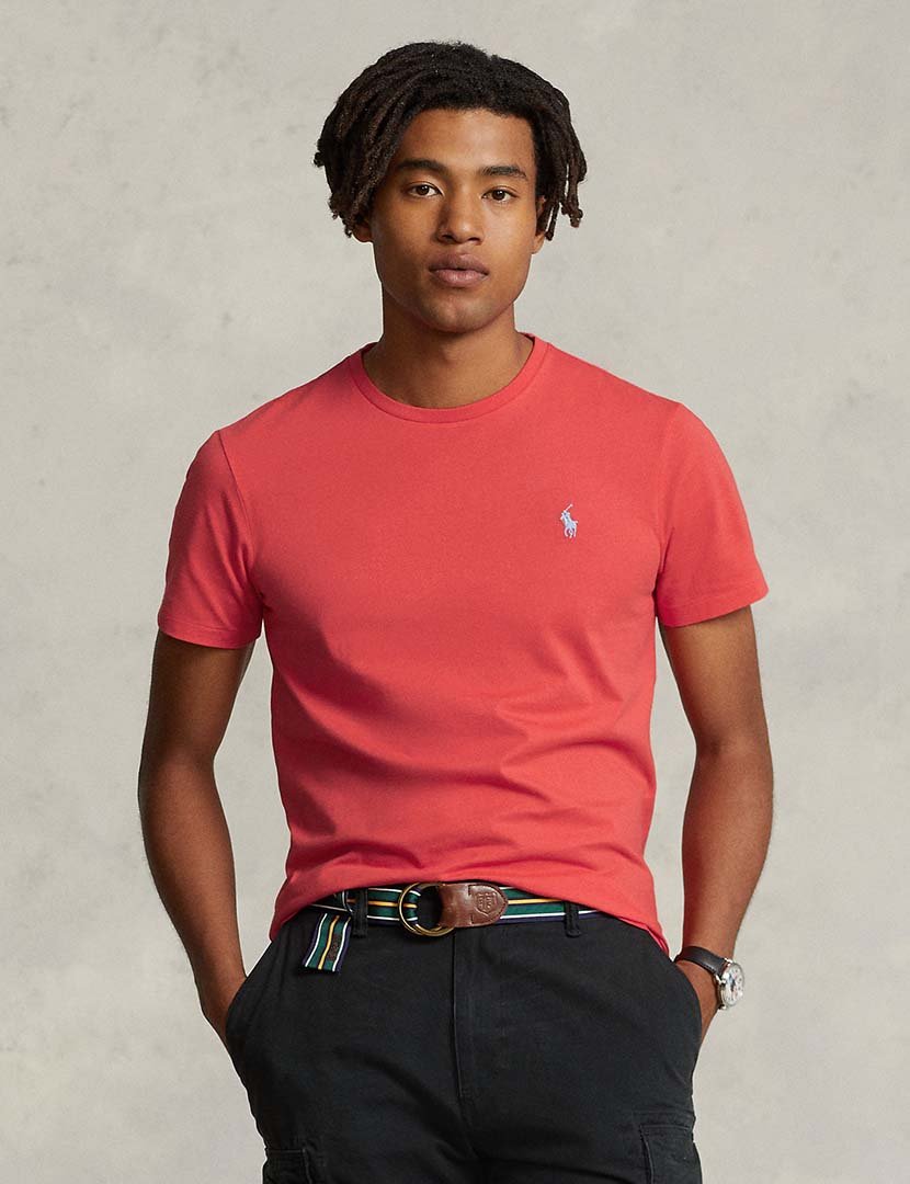 T-Shirt Slim Fit Vermelho Logotipo Azul