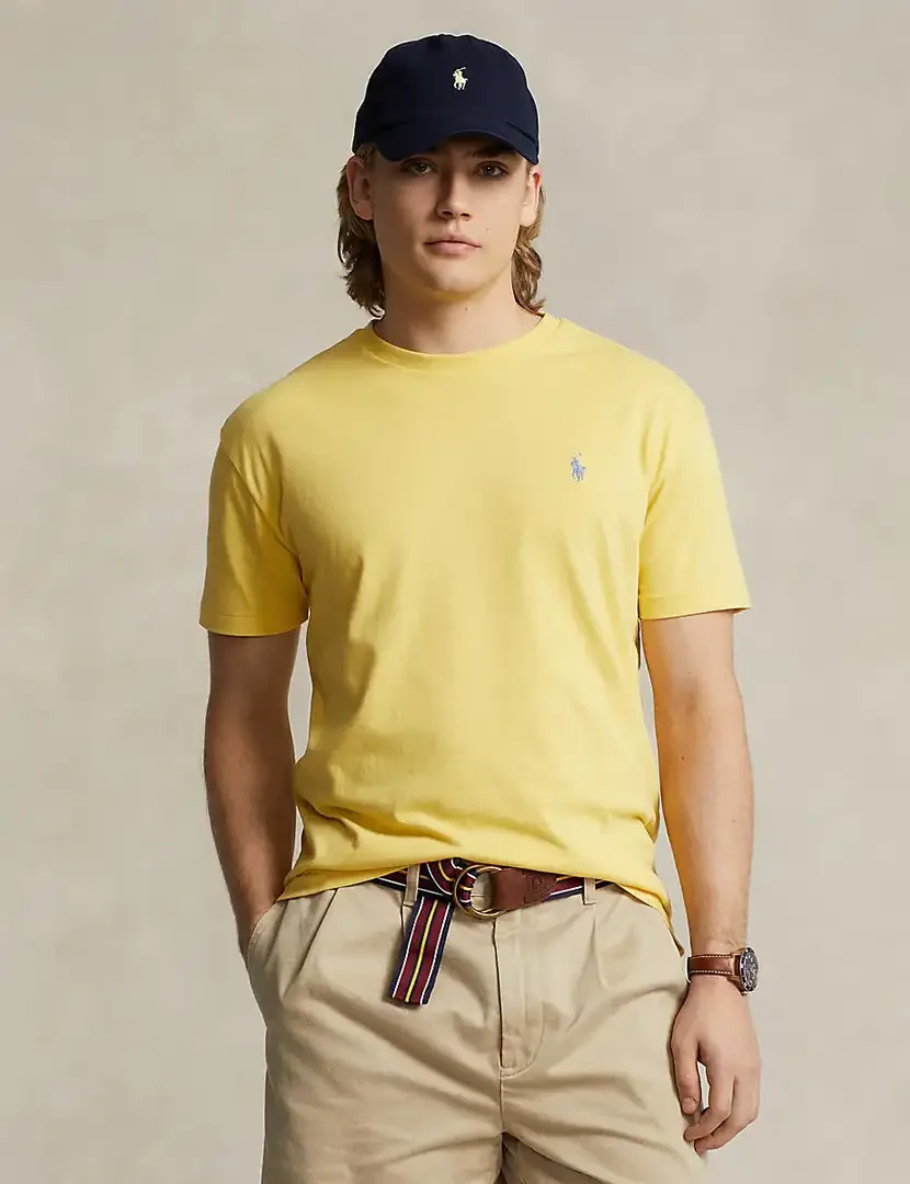 T-Shirt Slim Fit Amarelo Logotipo Azul
