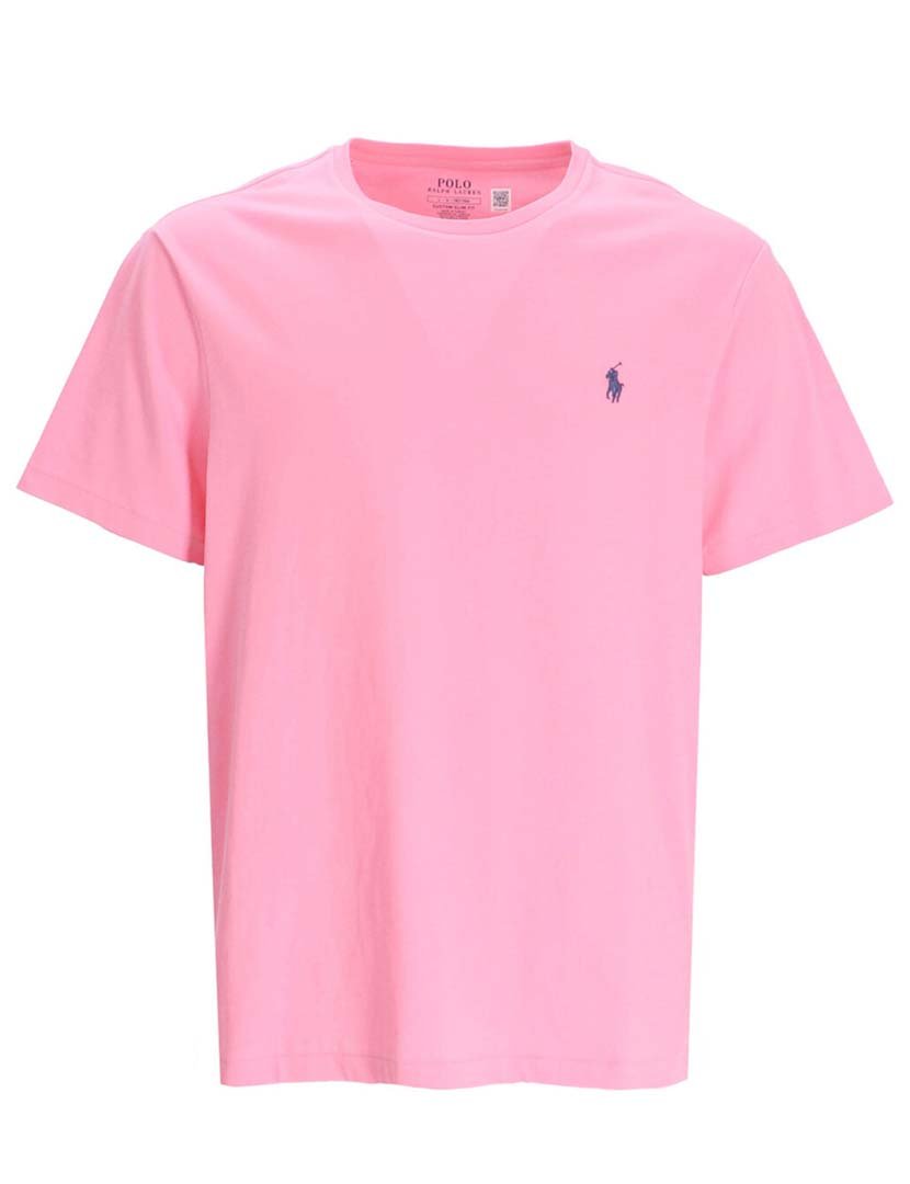 T-Shirt Slim Fit Rosa Logotipo Azul