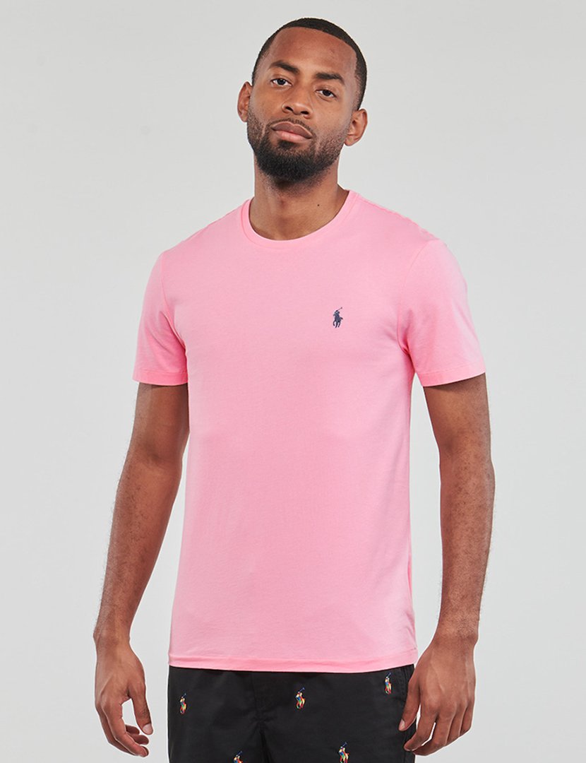T-Shirt Slim Fit Rosa Logotipo Azul