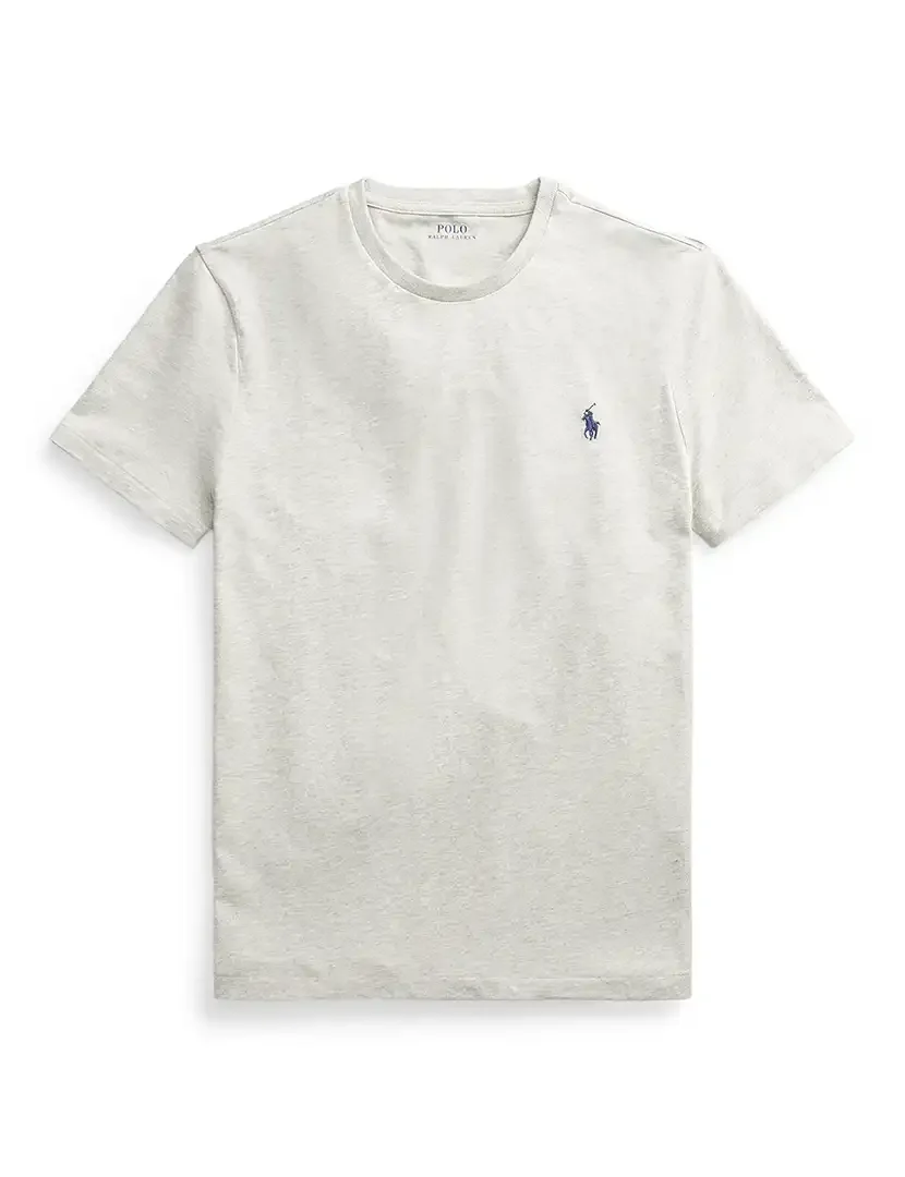 T-Shirt Slim Fit Cinza Logotipo Azul