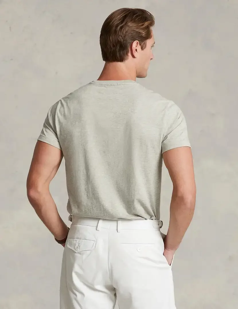 T-Shirt Slim Fit Cinza Logotipo Azul