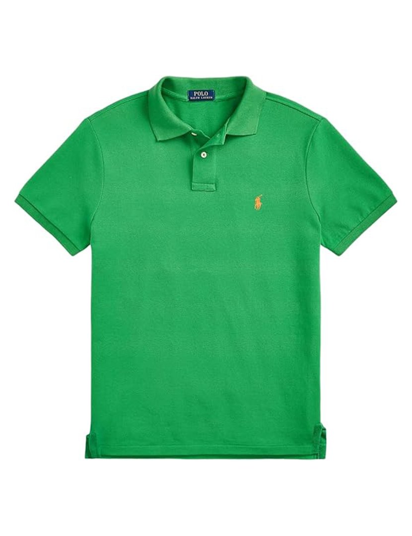 Pólo Slim Fit Verde Logotipo Amarelo