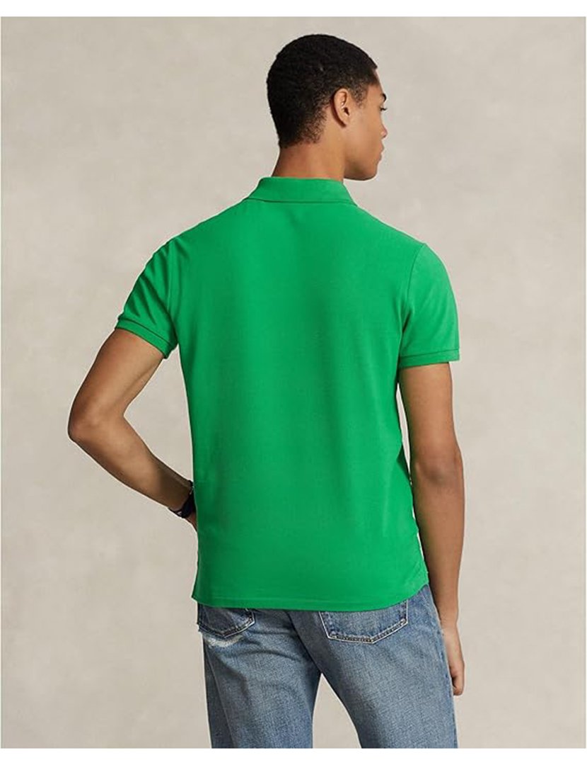 Pólo Slim Fit Verde Logotipo Amarelo