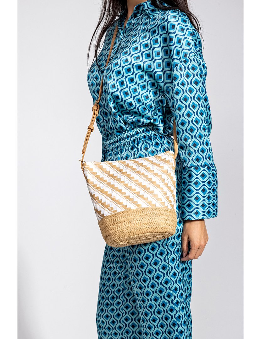 Mala de palha multicolorida