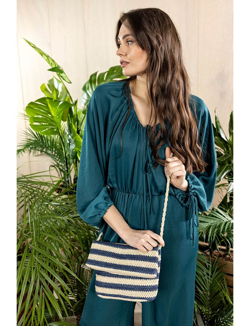 Mala de palha multicolorida