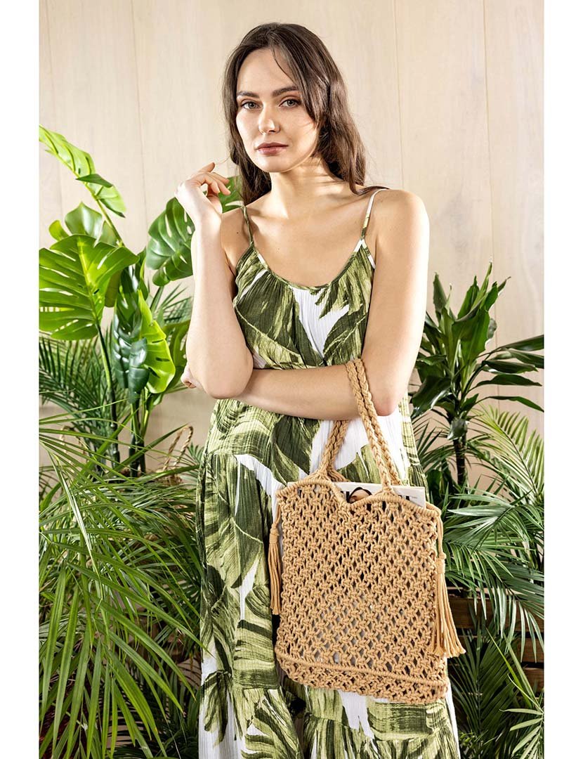 Mala trançada castanha