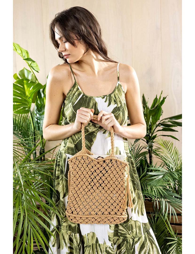 Mala trançada castanha