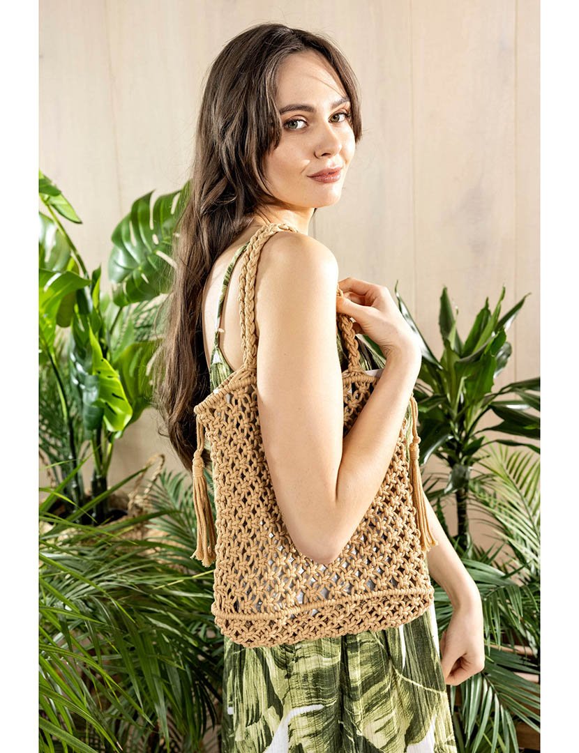 Mala trançada castanha