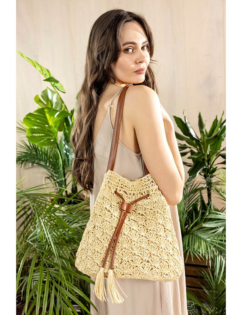 Mala de palha castanha clara