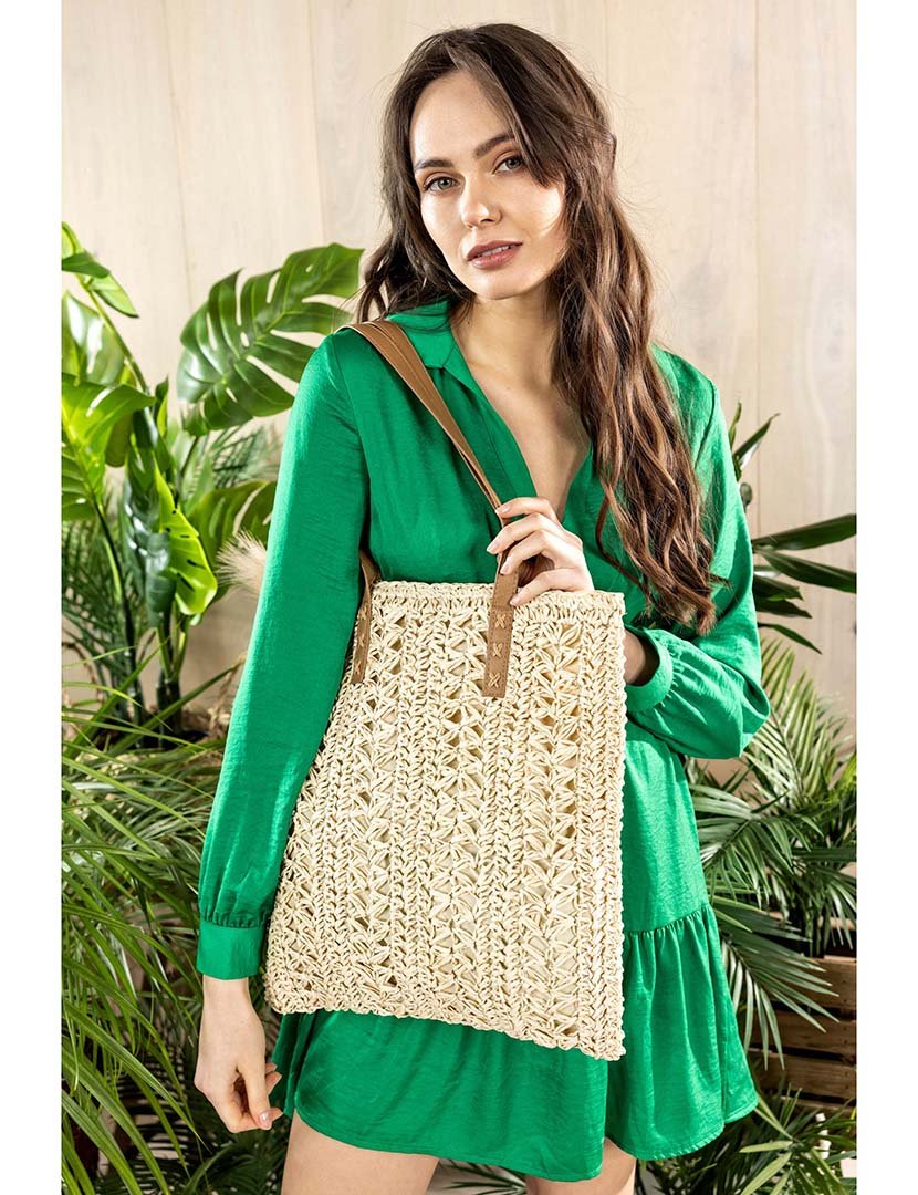 Mala de palha castanha clara