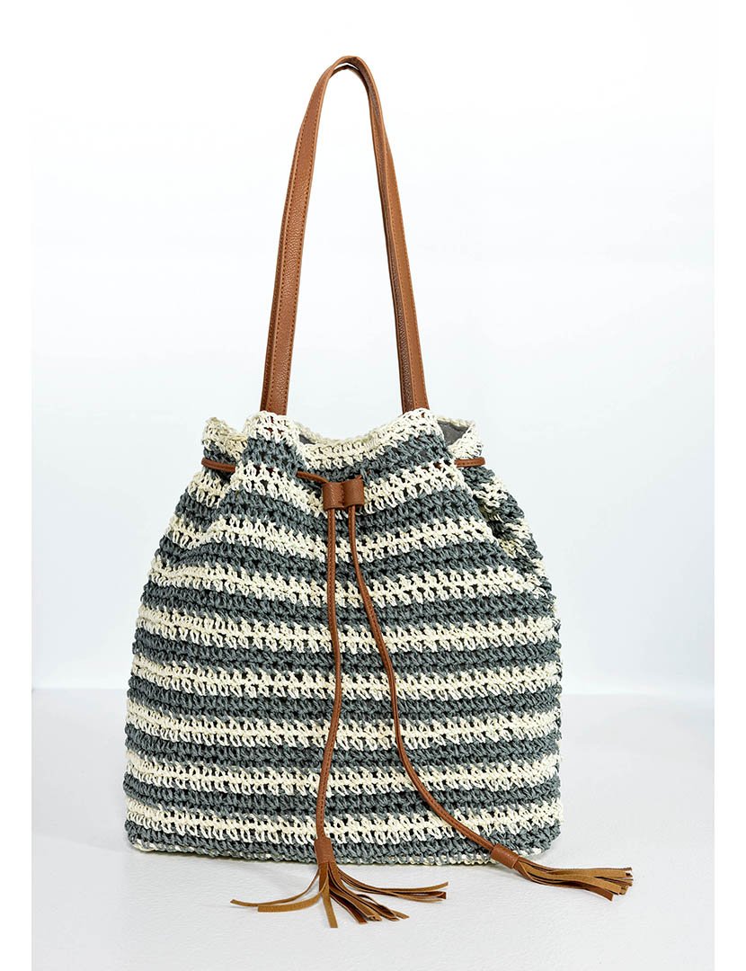 Mala de palha multicolorida