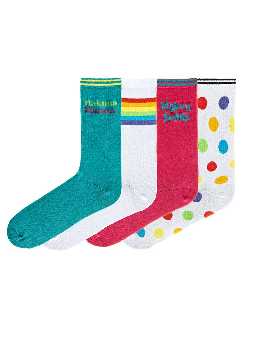 4 Pares de Meias multicoloridos
