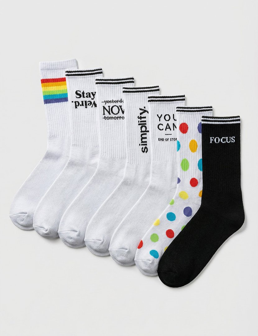 7 Pares de Meias multicoloridos