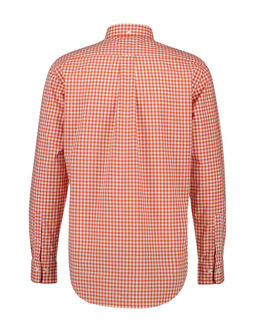 Camisa de manga comprida clássica gingham Laranja