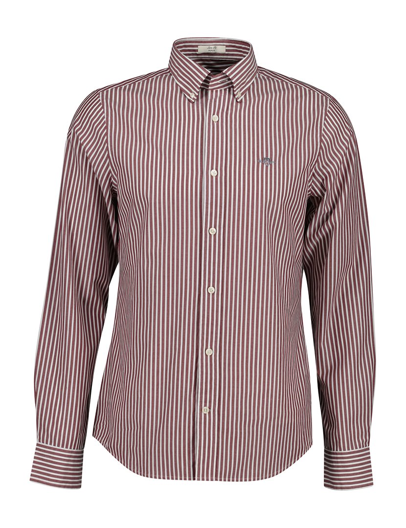 Camisa de manga comprida slim clássica riscas Vermelho