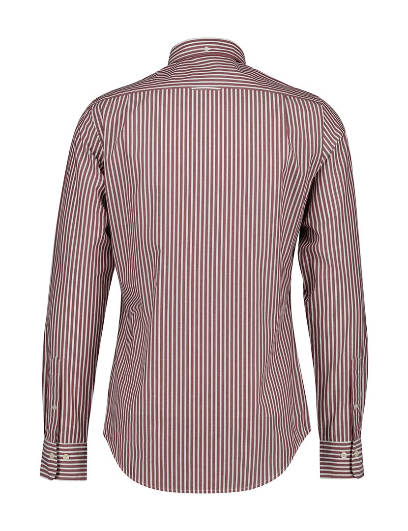 Camisa de manga comprida slim clássica riscas Vermelho