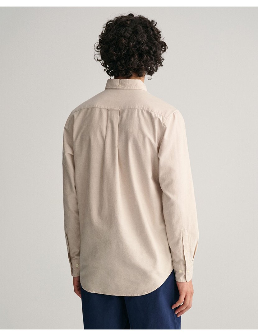 Camisa de manga comprida clássica oxford Bege