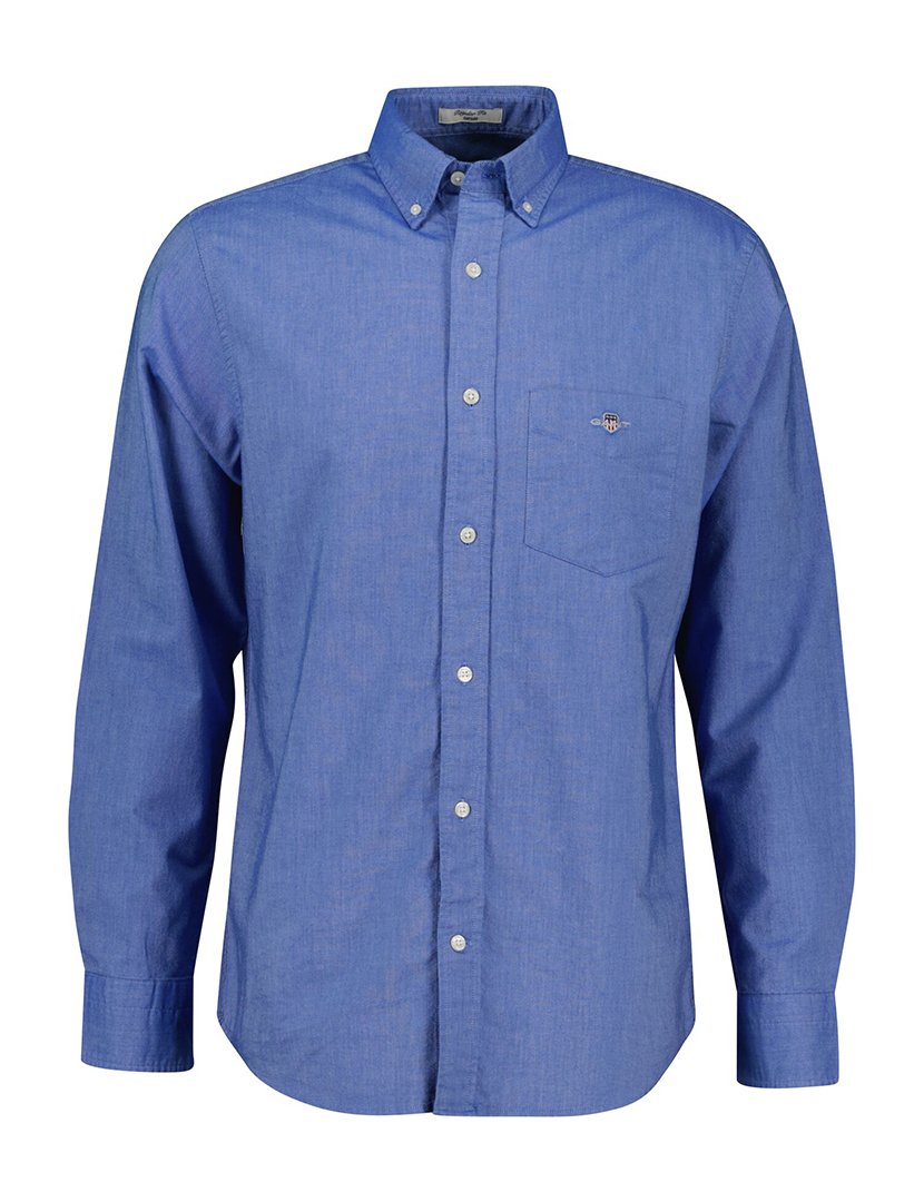 Camisa de manga comprida clássica oxford Azul