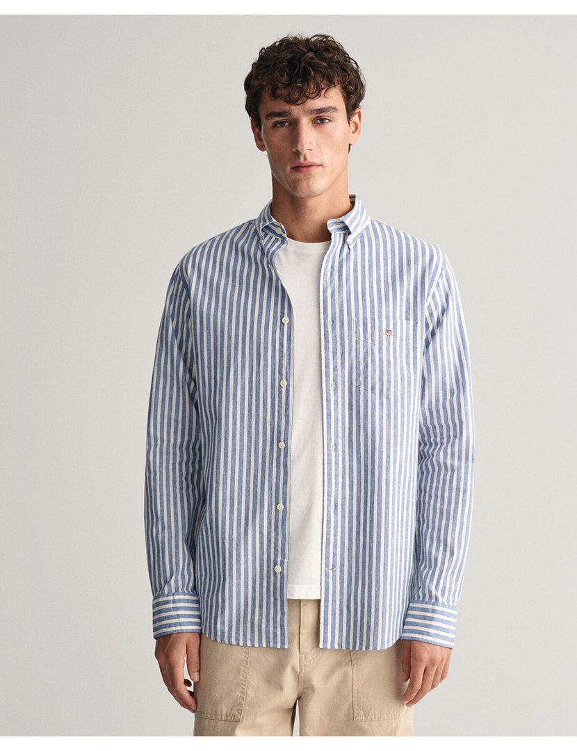 Camisa de manga comprida riscas Azul